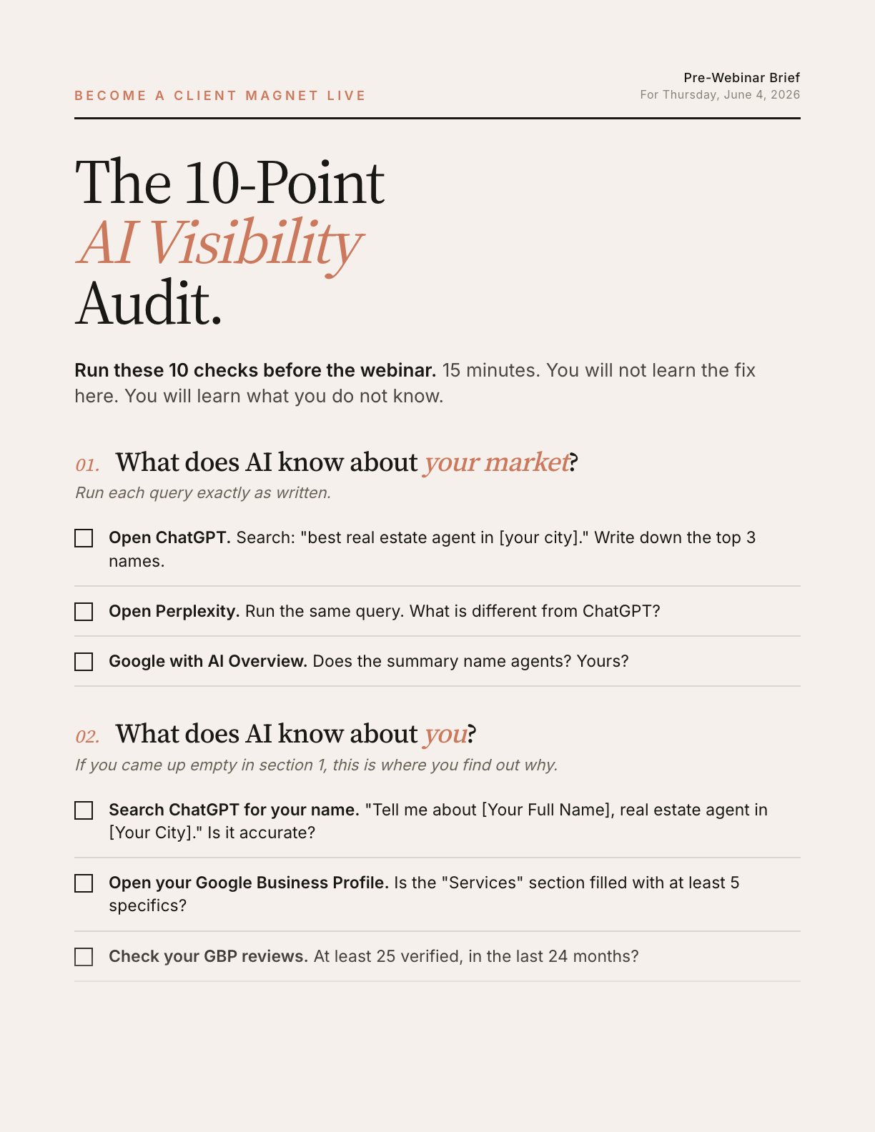 The 10-Point AI Visibility Audit PDF cover